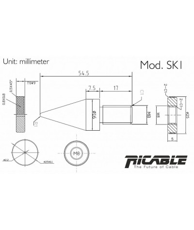 Ricable SK1 kolonėlių spygliai, 4vnt - Spygliai ir padukai kolonėlėms