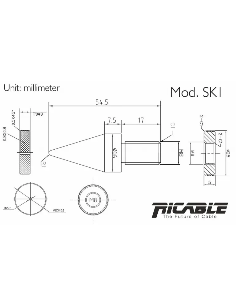 Ricable SK1 spikes and pads, 4pcs (M8 thread) - Spikes and pads - 3