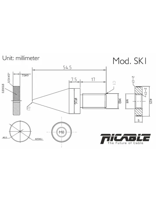 Ricable SK2 kolonėlių spygliai, 4vnt - Spygliai ir padukai kolonėlėms - 4