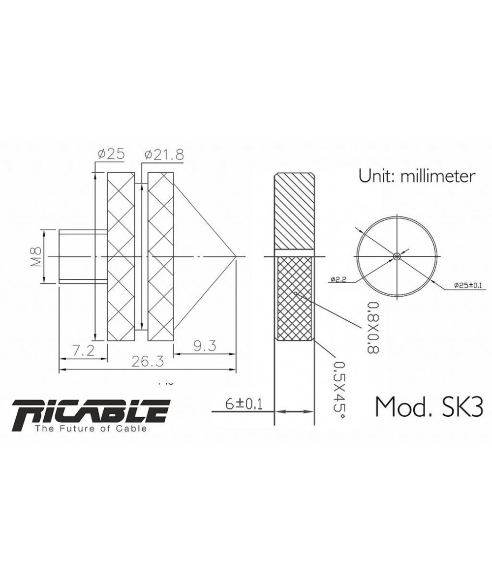 Ricable SK3 spygliai kolonėlėms, 4vnt - Spygliai ir padukai kolonėlėms